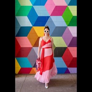 Alice + Olivia Red and Pink Maxi Dress